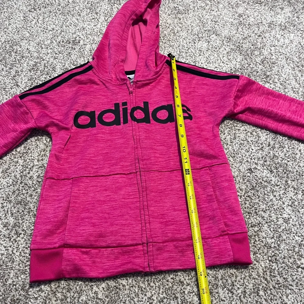 Adidas Girls 6X Pink Zip Up Hoodie Logo Athletic Jacket Youth 6X